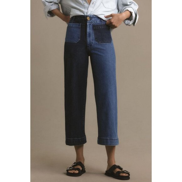 MAEVE BY ANTHROPOLOGIE Women's The Colette Cropped Wide-Leg Pants Size 27 - Picture 1 of 8